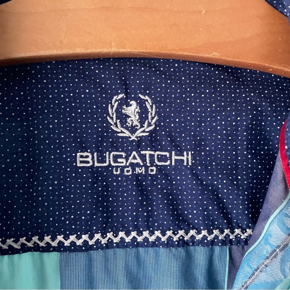 Bugatchi Designer Plaid Dress Shirt Flip Cuff Long Sleeve Button Down Mens - Picture 7 of 7
